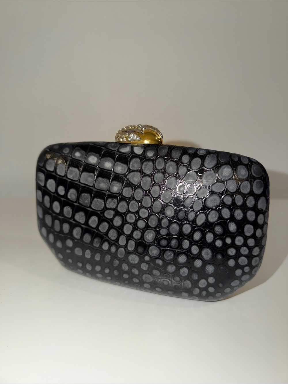 Vintage RODO Italy black croc embossed leather clutch shoulder bag - Picture 2 of 14